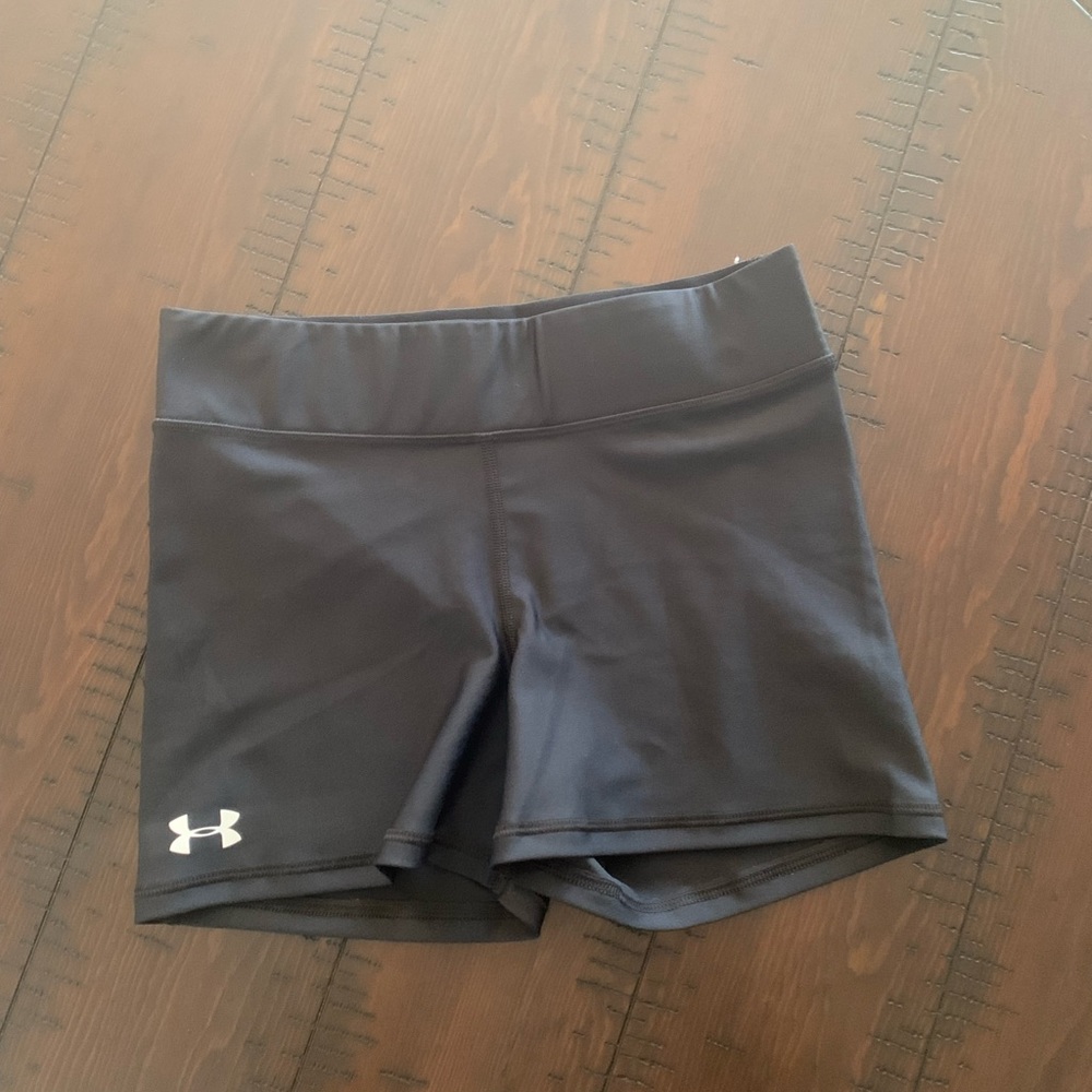 UA black spandex shorts, never worn, size large